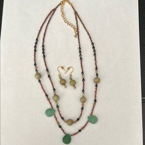 Elegant Multi-Color Beaded Necklace and Earring Set